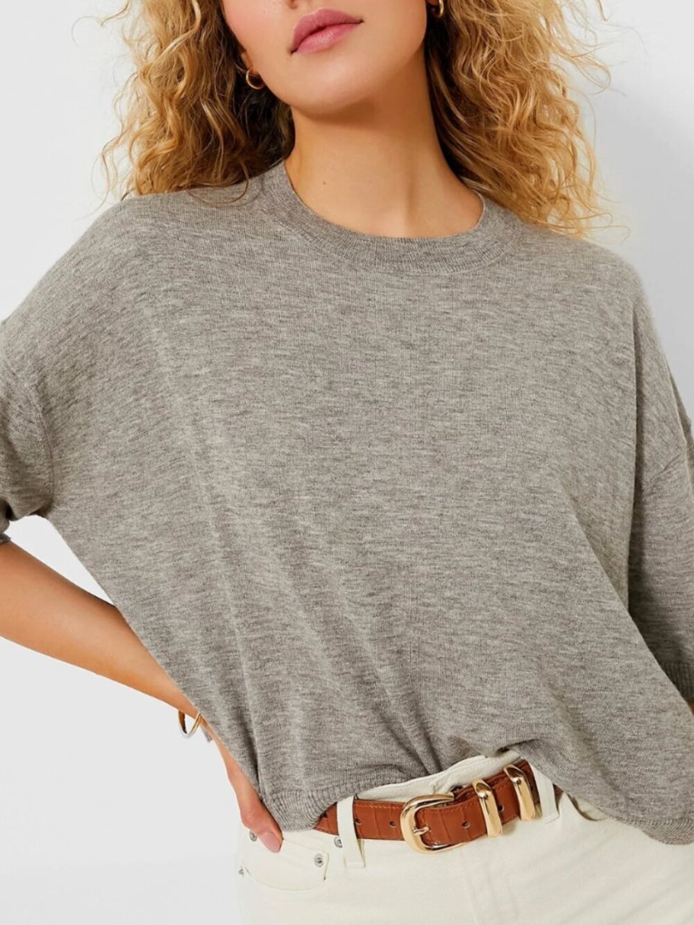 Vanessa Bruno Wool/Yak Slouchy Short Sleeve Sweater Top sz M Minimalism Coastal